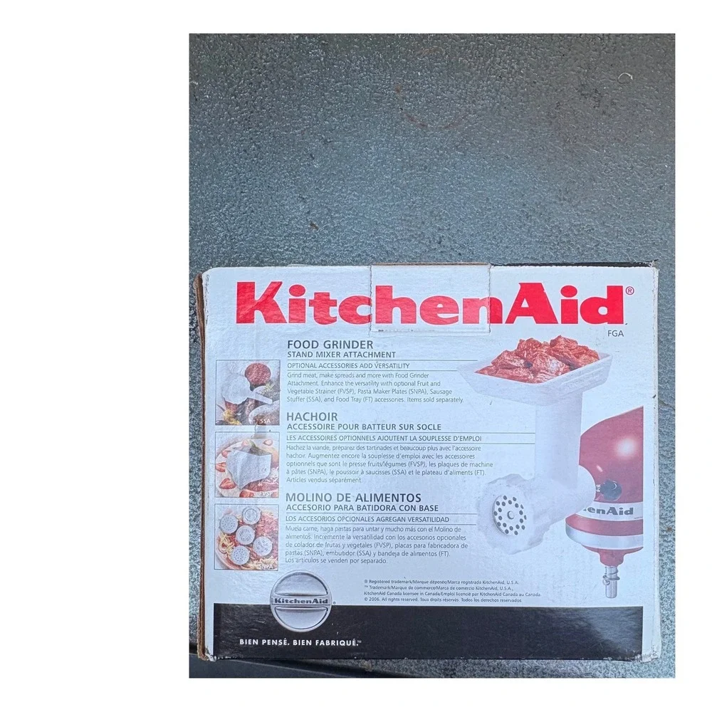 KitchenAid Food Grinder Stand Mixer Attachment FGA White Meat Veggie Cheese